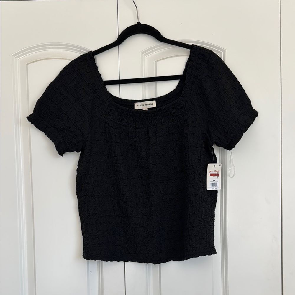 NWT Lucky Brand Black Textured Women's Top